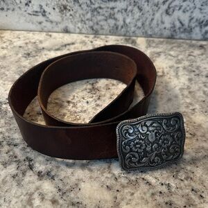 American Eagle Brown Leather Belt with Silver Buckle